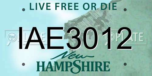 IAE3012 New Hampshire License Plate