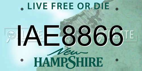 IAE8866 New Hampshire License Plate