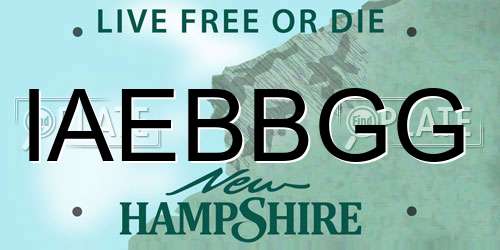 IAEBBGG New Hampshire License Plate