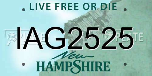 IAG2525 New Hampshire License Plate