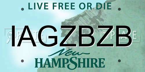 IAGZBZB New Hampshire License Plate