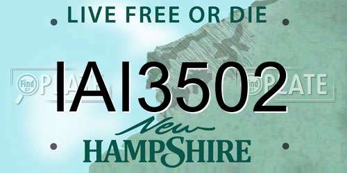 IAI3502 New Hampshire License Plate