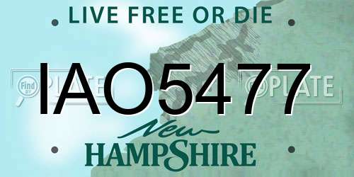 IAO5477 New Hampshire License Plate
