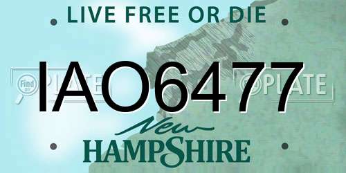 IAO6477 New Hampshire License Plate
