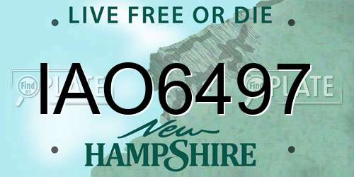IAO6497 New Hampshire License Plate