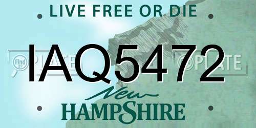 IAQ5472 New Hampshire License Plate