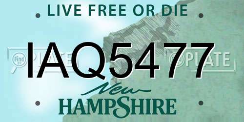 IAQ5477 New Hampshire License Plate