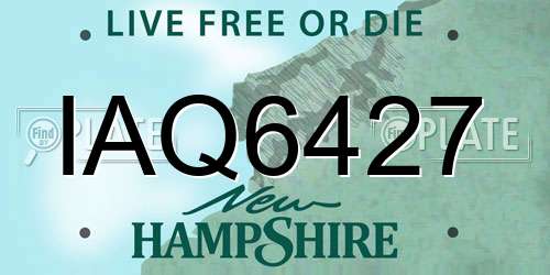 IAQ6427 New Hampshire License Plate