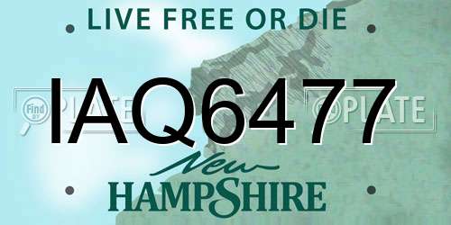 IAQ6477 New Hampshire License Plate