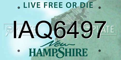 IAQ6497 New Hampshire License Plate