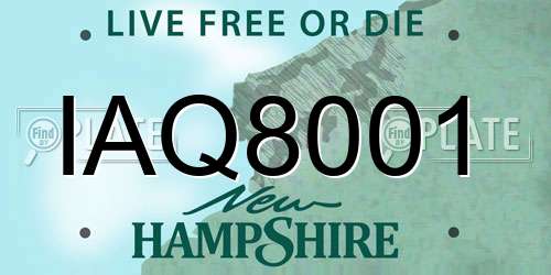 IAQ8001 New Hampshire License Plate