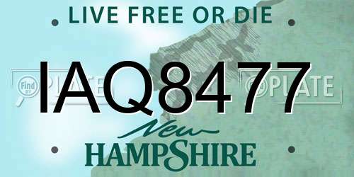 IAQ8477 New Hampshire License Plate