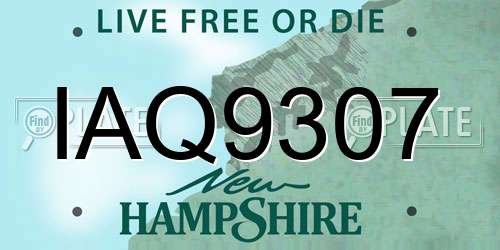 IAQ9307 New Hampshire License Plate