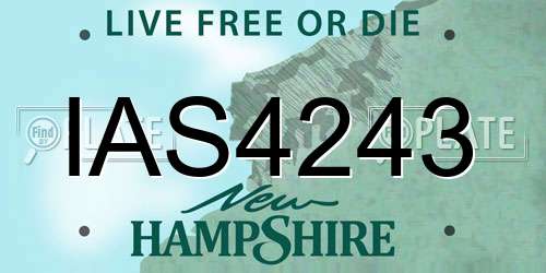 IAS4243 New Hampshire License Plate