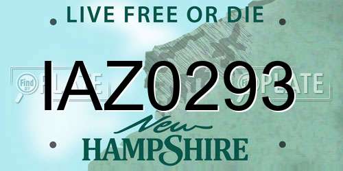 IAZ0293 New Hampshire License Plate