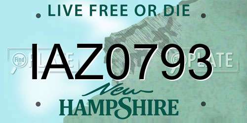 IAZ0793 New Hampshire License Plate