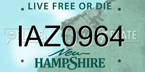 IAZ0964 New Hampshire License Plate