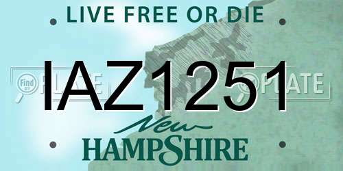 IAZ1251 New Hampshire License Plate