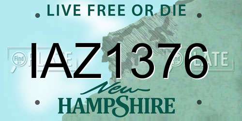 IAZ1376 New Hampshire License Plate
