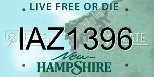 IAZ1396 New Hampshire License Plate