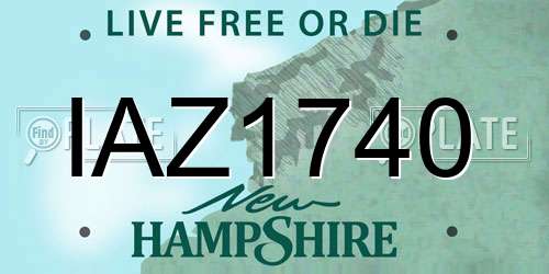 IAZ1740 New Hampshire License Plate