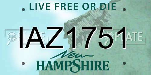 IAZ1751 New Hampshire License Plate