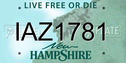 IAZ1781 New Hampshire License Plate