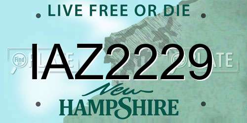 IAZ2229 New Hampshire License Plate