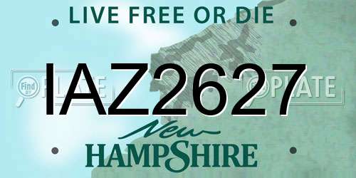 IAZ2627 New Hampshire License Plate
