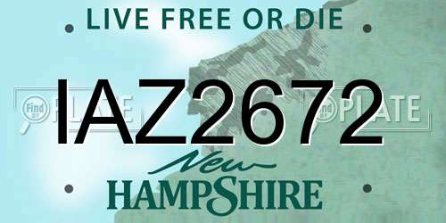 IAZ2672 New Hampshire License Plate