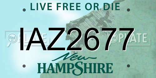 IAZ2677 New Hampshire License Plate