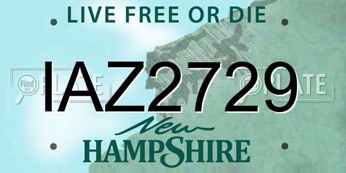 IAZ2729 New Hampshire License Plate