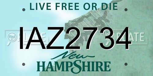 IAZ2734 New Hampshire License Plate