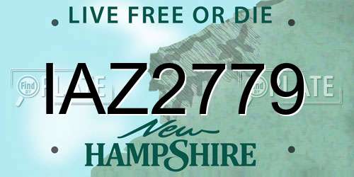 IAZ2779 New Hampshire License Plate