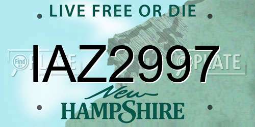 IAZ2997 New Hampshire License Plate
