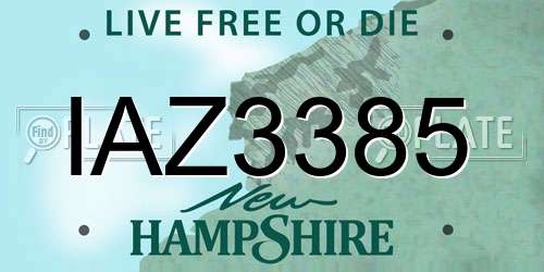 IAZ3385 New Hampshire License Plate