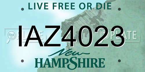 IAZ4023 New Hampshire License Plate