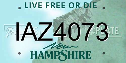 IAZ4073 New Hampshire License Plate