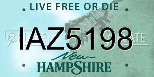 IAZ5198 New Hampshire License Plate