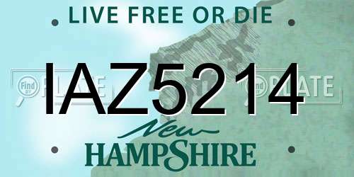 IAZ5214 New Hampshire License Plate