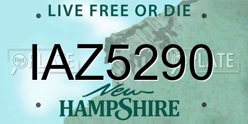 IAZ5290 New Hampshire License Plate