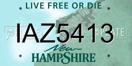 IAZ5413 New Hampshire License Plate