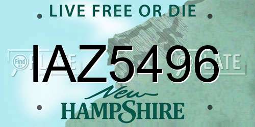 IAZ5496 New Hampshire License Plate