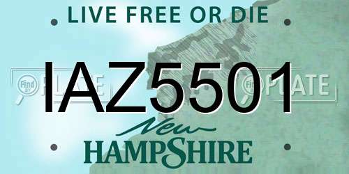 IAZ5501 New Hampshire License Plate