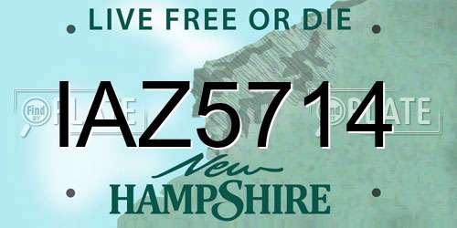 IAZ5714 New Hampshire License Plate
