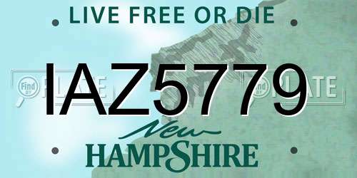 IAZ5779 New Hampshire License Plate