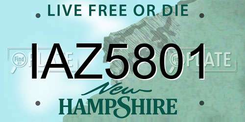IAZ5801 New Hampshire License Plate