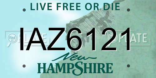 IAZ6121 New Hampshire License Plate