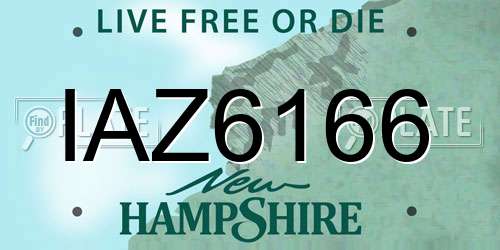 IAZ6166 New Hampshire License Plate
