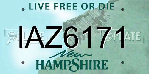 IAZ6171 New Hampshire License Plate